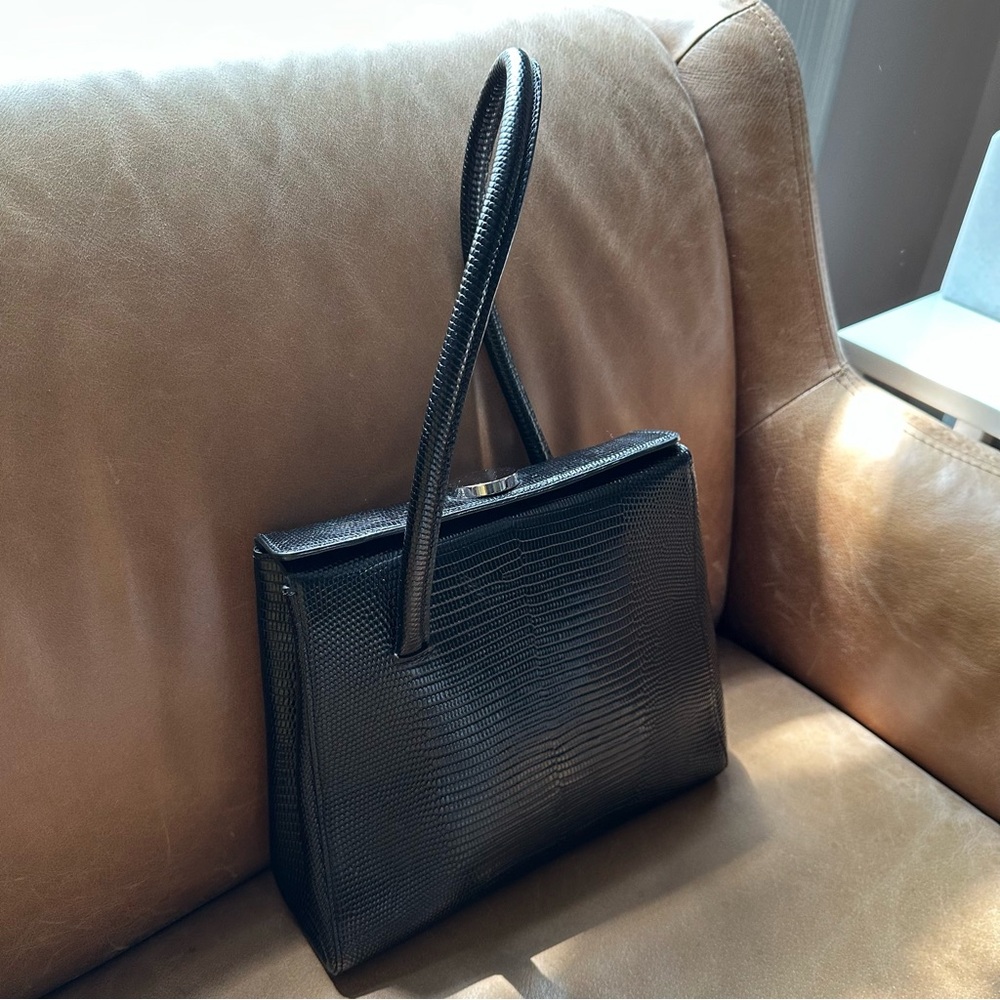 Little Liffner MADAME MADEMOISELLE black Lizard LEATHER SMALL MINI BAG PURSE - Picture 6 of 14